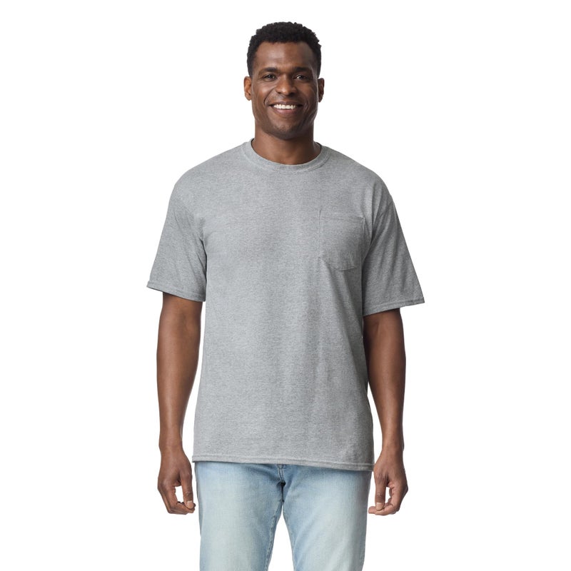 Gildan Men's DryBlend Workwear T-Shirts with Pocket, 2-Pack Shirt, Sport Grey, Medium - Image 2